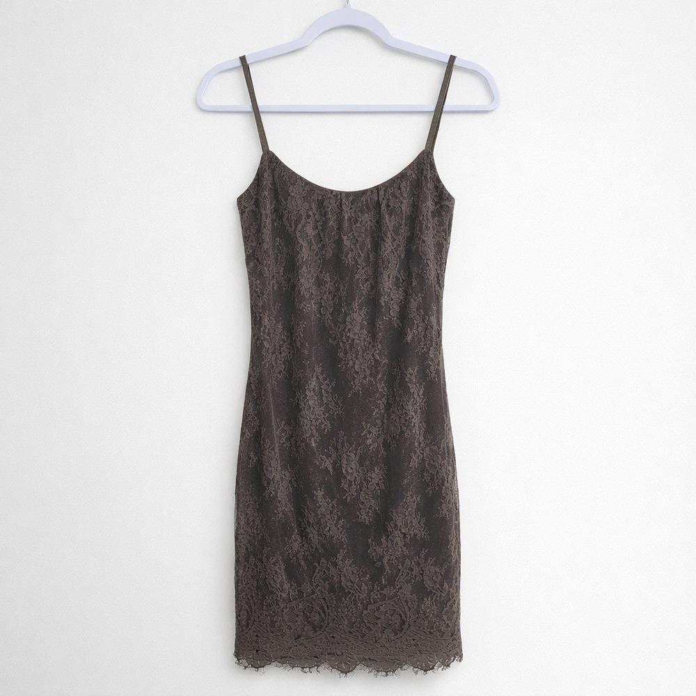Brown Lace Slip Dress 6 Dark Taupe Forest Fairy Grunge Goblin Bojo Festival Boho